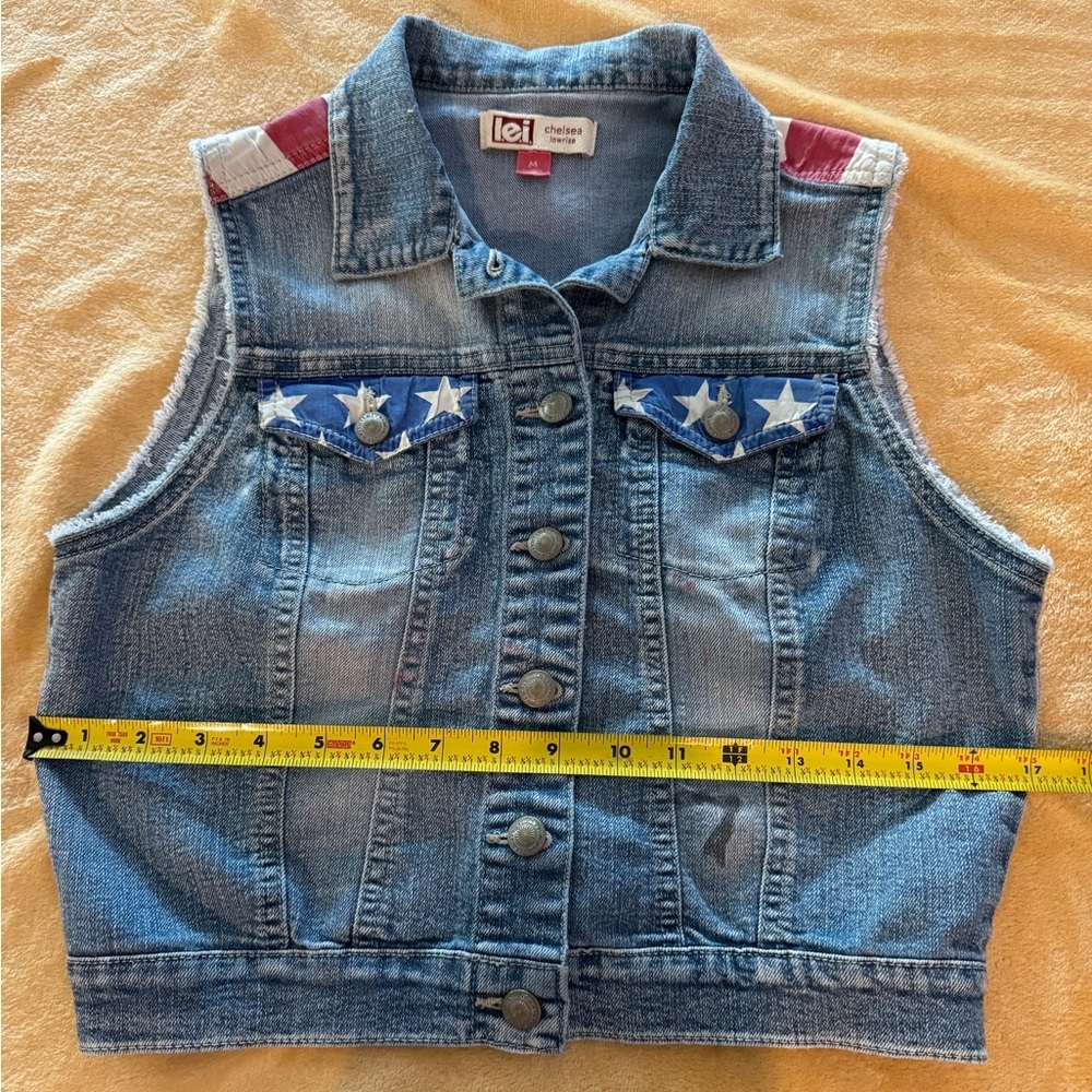 L.E.I. Stars & Stripes Chelsea Blue Jean Vest, Sleeveless- size M - Picture 15 of 16